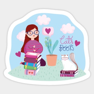 Cats and Books Sticker